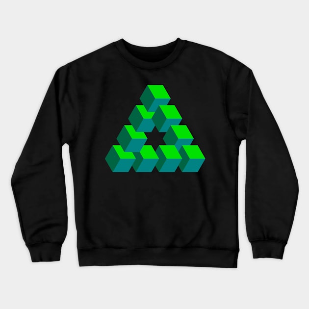 Optical illusion triangle #8 - greens Crewneck Sweatshirt by DaveDanchuk